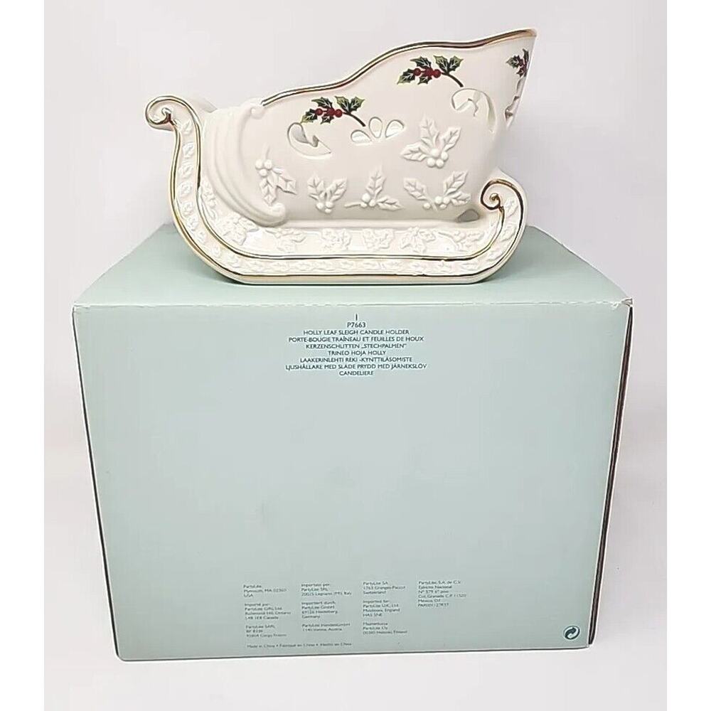 PartyLite‎ Holly Leaf Sleigh Candle Holder With Box P8C/P7663